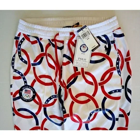 Polo Ralph Lauren Men's Sz M White 2022 USA Olympic Team Fleece Joggers
